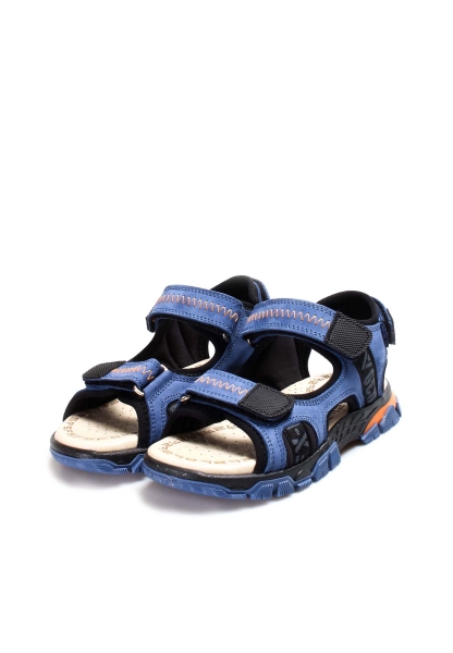 Epikoza Dışı Ve İçi Hakiki Deri Mavi Cırtcırtlı Unisex Çocuk Sandalet SS1657424311215