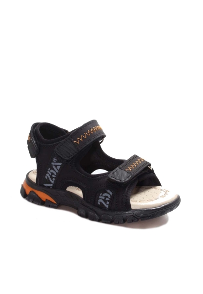 Epikoza Dışı Ve İçi Hakiki Deri Siyah Cırtcırtlı Unisex Çocuk Sandalet SS1657424311210