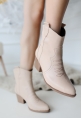 LQZ Shoes Akver Nude Cilt Topuklu Bot