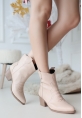 LQZ Shoes Akver Nude Cilt Topuklu Bot