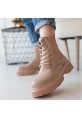 LQZ Shoes Daum Nude Cilt Bağcıklı Bot