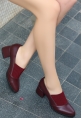 LQZ Shoes Mende Bordo Cilt Topuklu Ayakkabı