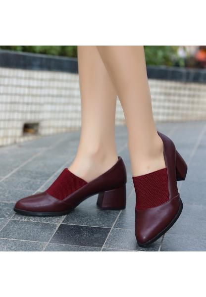 LQZ Shoes Mende Bordo Cilt Topuklu Ayakkabı