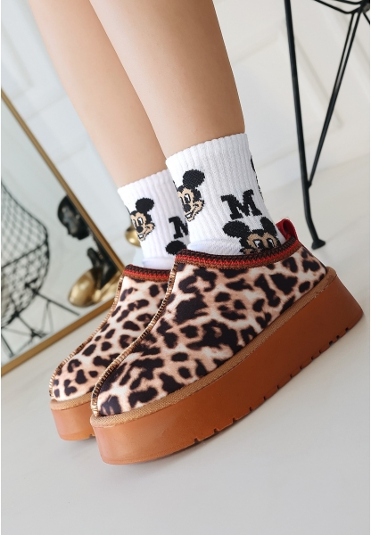 LQZ Shoes Mucy Leopar Süet Bot