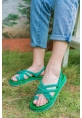 LQZ Shoes Summer Yeşil Halat Sandalet