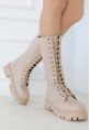 LQZ Shoes Uliza Nude Cilt Bağcıklı Çizme